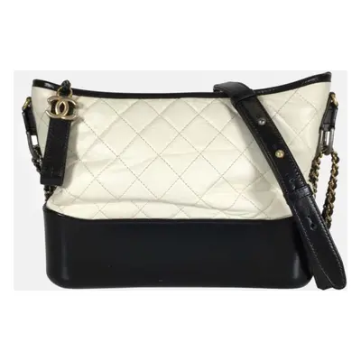 Chanel Black/White Leather Large Gabrielle Shoulder Bags