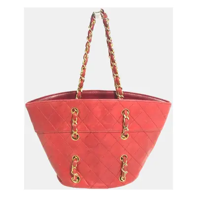 Chanel Red Gold vintage Chain Shoulder Bag