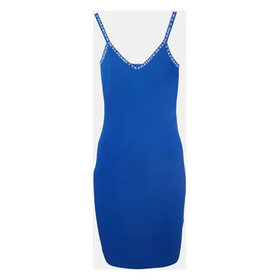 Elisabetta Franchi Blue Rib Knit Mini Dress