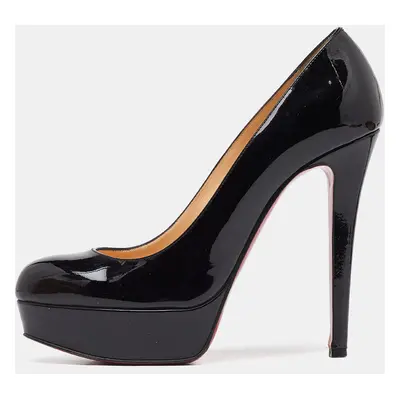 Christian Louboutin Black Patent Leather Bianca Platform Pumps Size 38.5