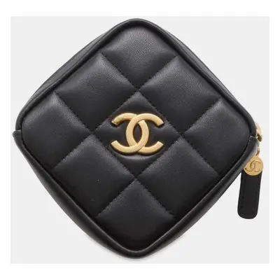 Chanel Black Lambskin Matelasse Diamond Waist Pouch