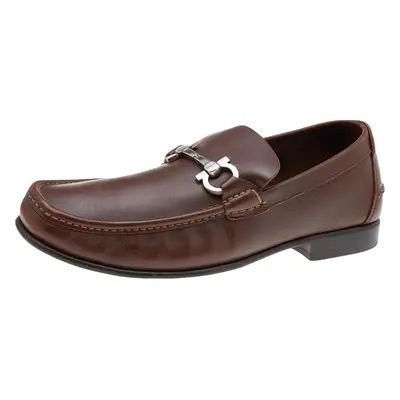 Salvatore Ferragamo Brown Leather Gancini Bit Loafers Size