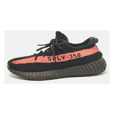 Yeezy Black Knit Fabric Boost V2 Lace Up Sneakers 2/3