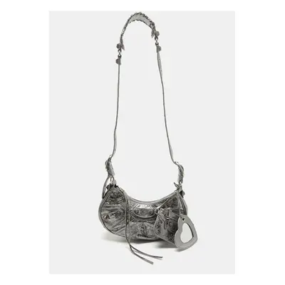 Balenciaga Metallic Grey Patent Leather Le Cagole Shoulder Bag