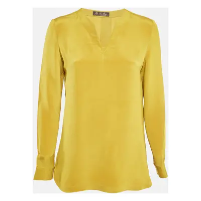 Loro Piana Green Silk Long Sleeve Blouse