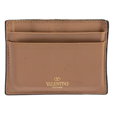 Valentino Beige Leather Rockstud Card Holder