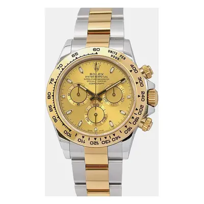 Rolex Champagne 18k Yellow Gold Stainless Steel Cosmograph Daytona Automatic Men's Wristwatch mm