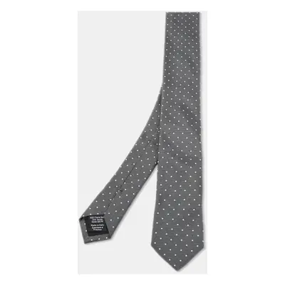 Boss By Hugo Boss Grey Dot Patterned Jacquard Silk Tie