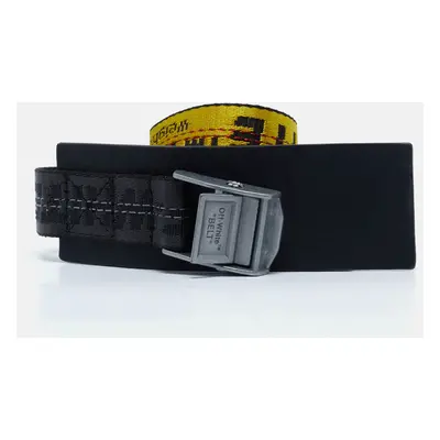 Off-White Yellow/Black Nylon and Leather Classic Industrial Belt