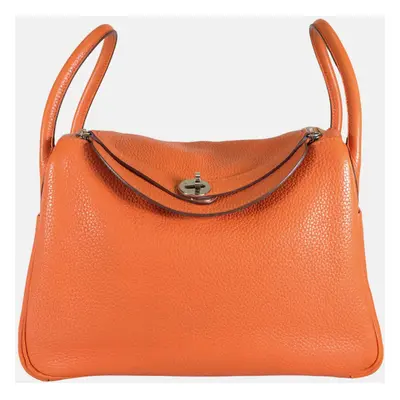 Hermes Orange Clemence Leather Lindy Shoulder Bag