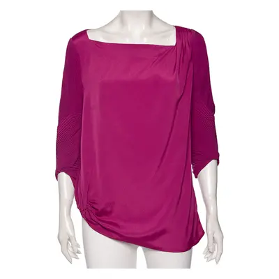 Diane von Furstenberg Purple Crepe Pleated Sleeve Detail Cebolla Blouse