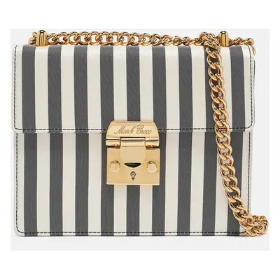 Mark Cross Grey/White Satin Stripe Zelda Chain Bag