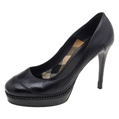 Burberry Black Leather Platform Pumps Size