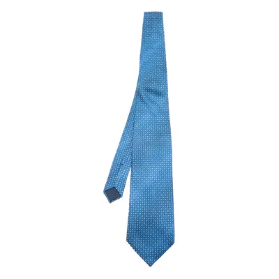 Lanvin Blue Square Patterned Silk Jacquard Tie