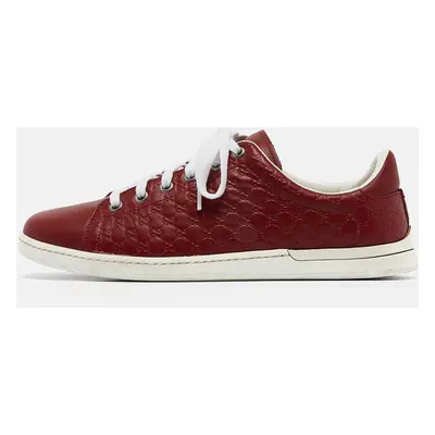 Gucci Red Microguccissima Leather Low Top Sneakers Size