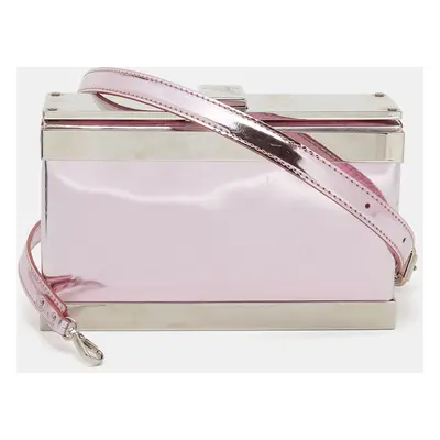 Giuseppe Zanotti Metallic Pink Patent Leather And Metal Box Crossbody Bag