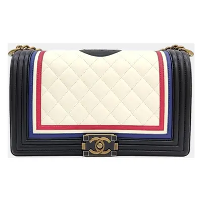 Chanel Multicolour Quilted Lambskin Leather East/West Crest Boy Bag