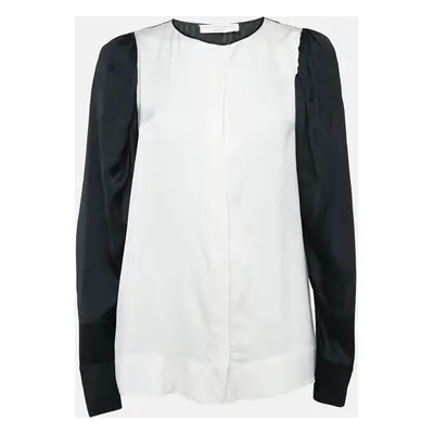 Stella McCartney Black/White Satin Silk Long Sleeve Shirt