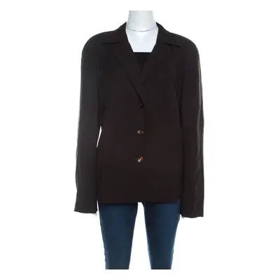 Escada Dark Brown Stretch Wool Raglan Sleeve Paneled Blazer