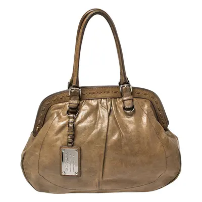 Dolce & Gabbana Brown Leather Miss Romantique Frame Satchel