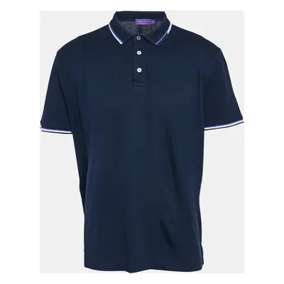 Ralph Lauren Purple Label Navy Blue Cotton Pique Polo T-Shirt