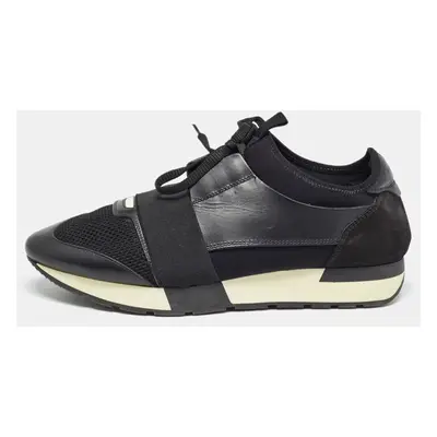 Balenciaga Black Leather and Mesh Race Runner Sneakers Size