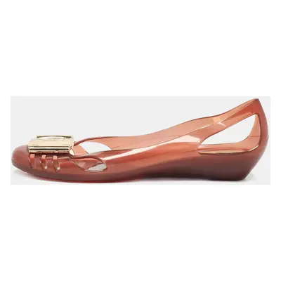 Salvatore Ferragamo Brown Jelly Bermuda Flats Size 36.5