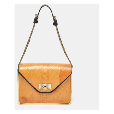 Chloe Orange Python and Leather Sally Shoulder Bag