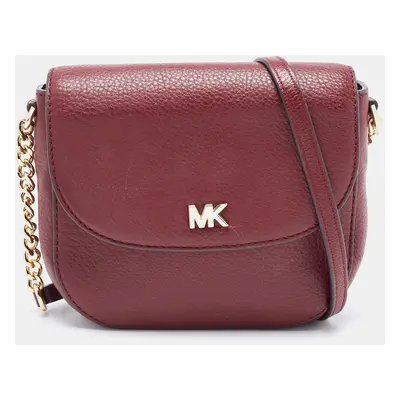 Michael Kors Burgundy Leather Mott Crossbody Bag