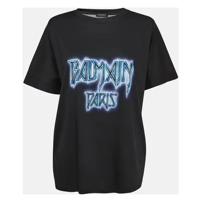 Balmain Black Printed Cotton Jersey T-Shirt