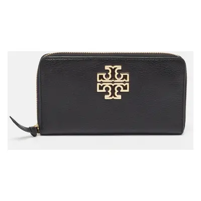 Tory Burch Black Leather Britten Zip Around Wallet