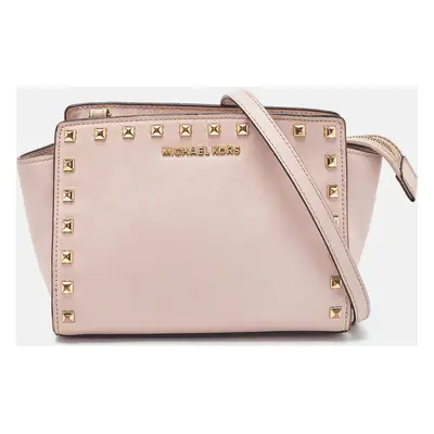 Michael Michael Kors Pink Leather Medium Studded Selma Crossbody Bag