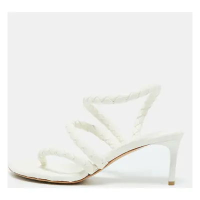 Bottega Veneta White Leather Leaf Sandals Size