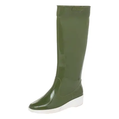 Fendi Green Rubber Wedge Rain Boots Size