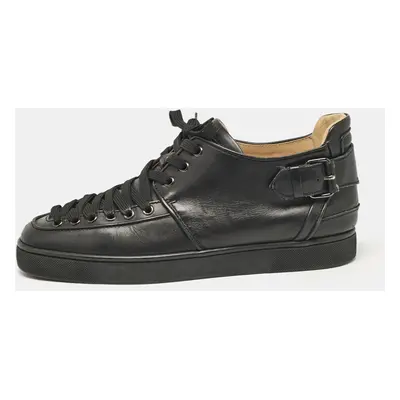 Christian Louboutin Black Leather Alfe Lace Up Sneakers Size