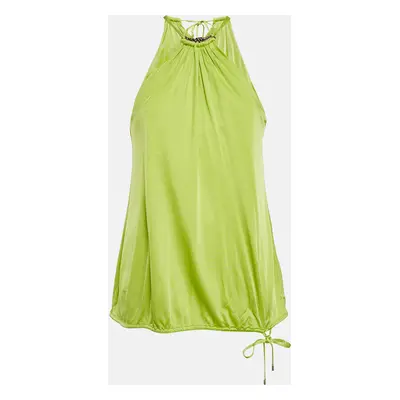 Roberto Cavalli Fluorescent Green Jersey Shoulder Strap Top