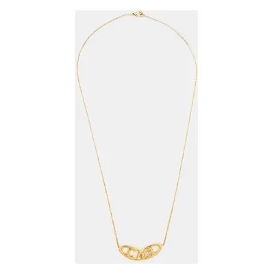 Carolina Herrera CH Gold Tone Logo Pendant Necklace