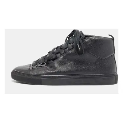 Balenciaga Black Leather Arena High Top Sneakers Size