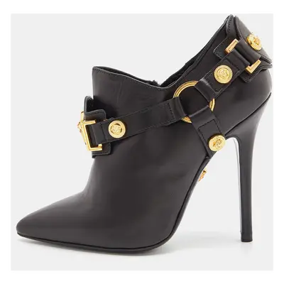 Versace Black Leather Medusa Ankle Length Booties Size