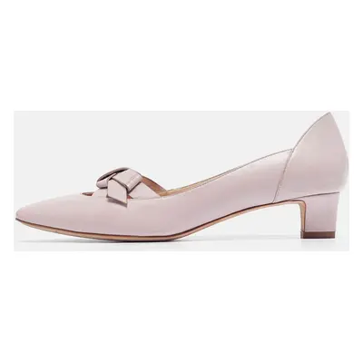 Tod's Pink Leather Bow Block Heel Pumps Size 37.5