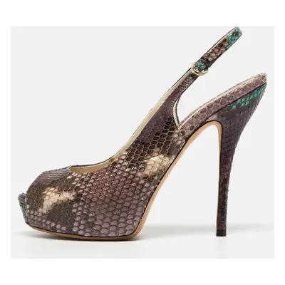 Gucci Purple Python Sofia Slingback Pumps Size 37.5