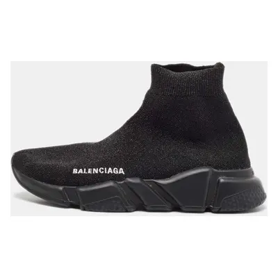 Balenciaga Black Lurex Fabric Speed Trainer High Top Sneakers Size