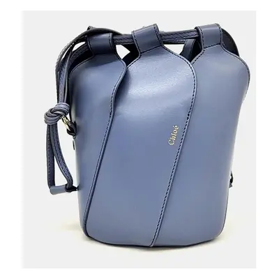 Chloe Blue Leather Mini Tulip Bucket Bag