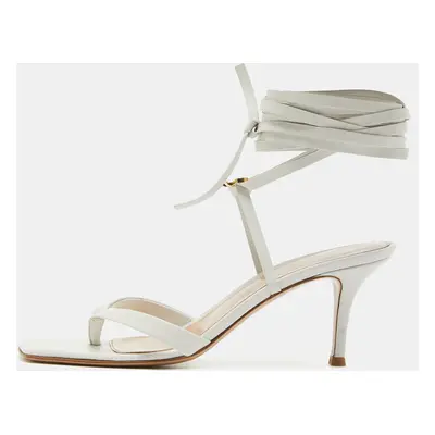 Gianvito Rossi White Leather Ankle Wrap Sandals Size