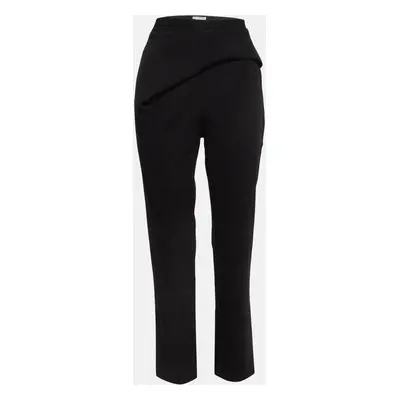 Balenciaga Black Wool Draped Detail Trousers