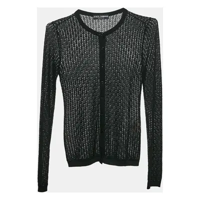 Dolce & Gabbana Black Silk Knit Buttoned Cardigan