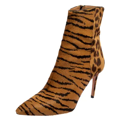 Aquazzura Brown Leopard Print Calf Hair Alma Boots Size