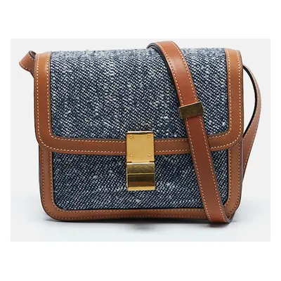 Celine Blue/Brown Denim and Leather Teen Box Flap Bag