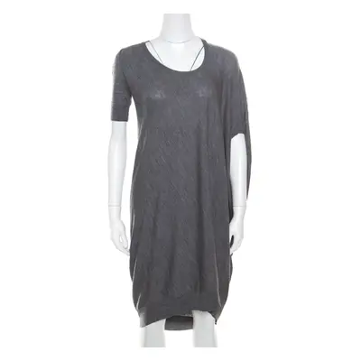 Alexander McQueen Grey Melange Wool Asymmetric Sleeve Oversized Shift Dress