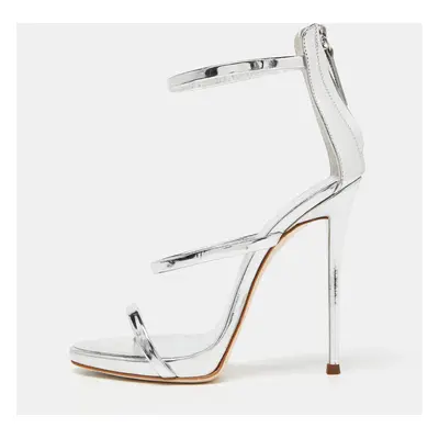 Giuseppe Zanotti Silver Patent Leather Harmony Sandals Size